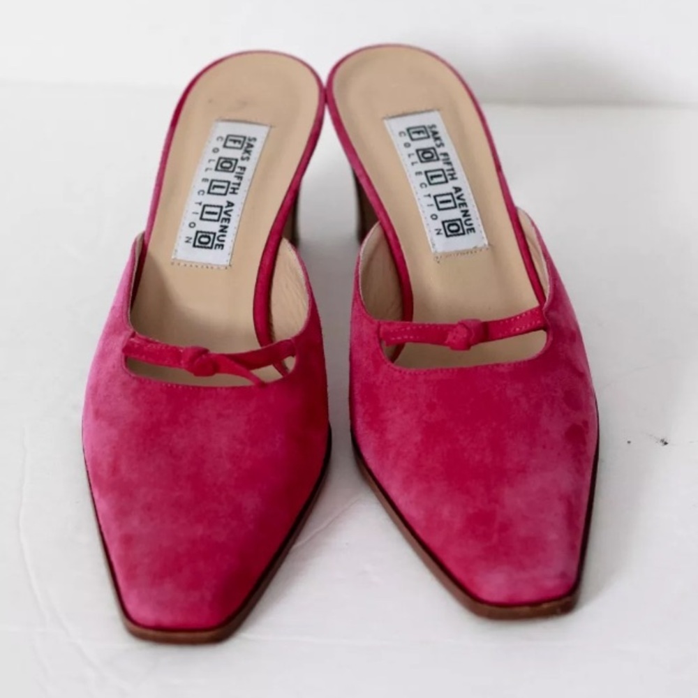 Saks Fifth Avenue Pink Mules - Picture 2 of 5